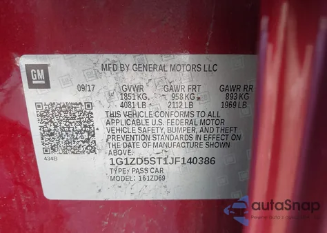 2018 Chevrolet Malibu Lt from USA, damaged, VIN 1G1ZD5ST1JF140386